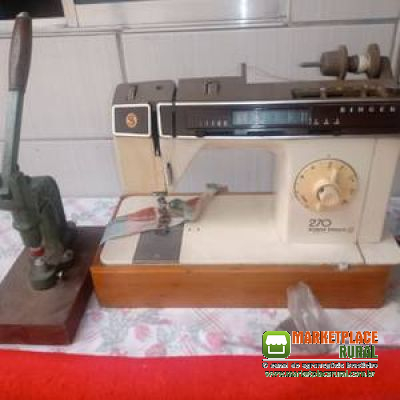 Máquina de costura e máquina de botão