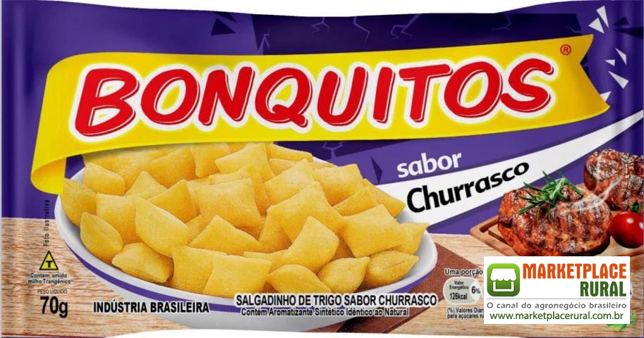 Salgadinhos de trigo bonquitos sabor Churrasco