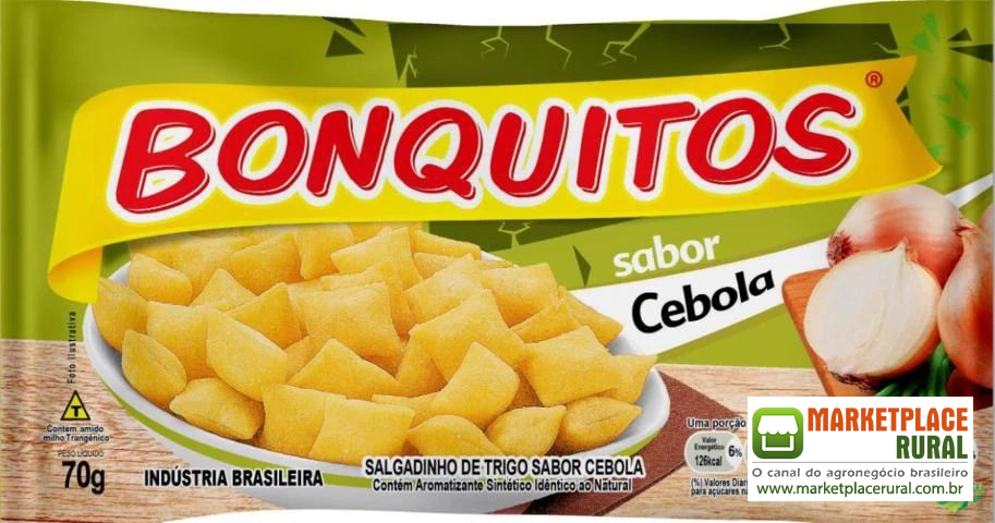 Salgadinhos de trigo bonquitos sabor Cebola