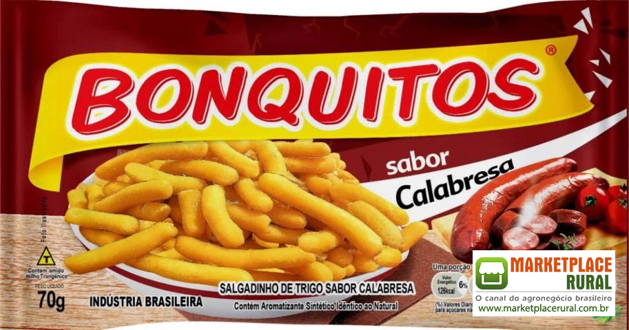 Salgadinhos de trigo bonquitos sabor Calabresa