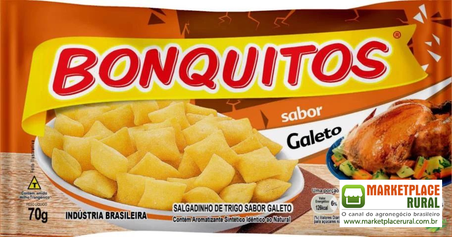 Salgadinhos de trigo bonquitos sabor Galeto