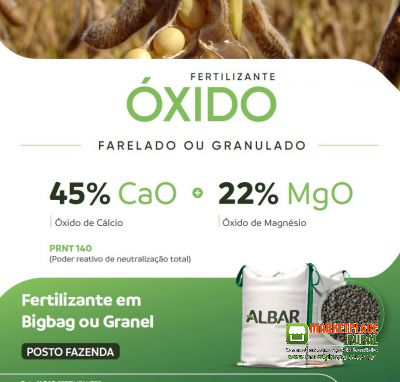 Óxido de Cálcio e Magnésio PRNT 140 (95% Solúvel) Óxido 40% CaO + 22% MgO - BIGBAG